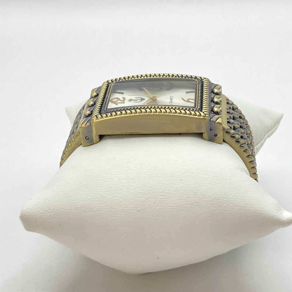 Premier Designs Women's Watch 30mm Brass Tone Tank Cuff New Battery 6.5" - Picture 7 of 12